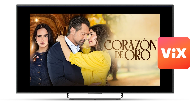 Vix Premium with Ads showing Corazon de Oro on TV