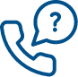 Telephone receiver with speech bubble with question mark inside