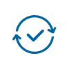 Circle with arrows with checkmark in the middle