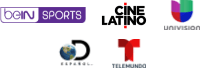Logo for beIN sports, Cinema Latino, Discovery, Univision