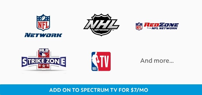 Get NFL Network, NHL Network, NFL Red Zone, ESPN College Extra, MLB Extra Innings and more when you add Sports View to any Spectrum TV plan.