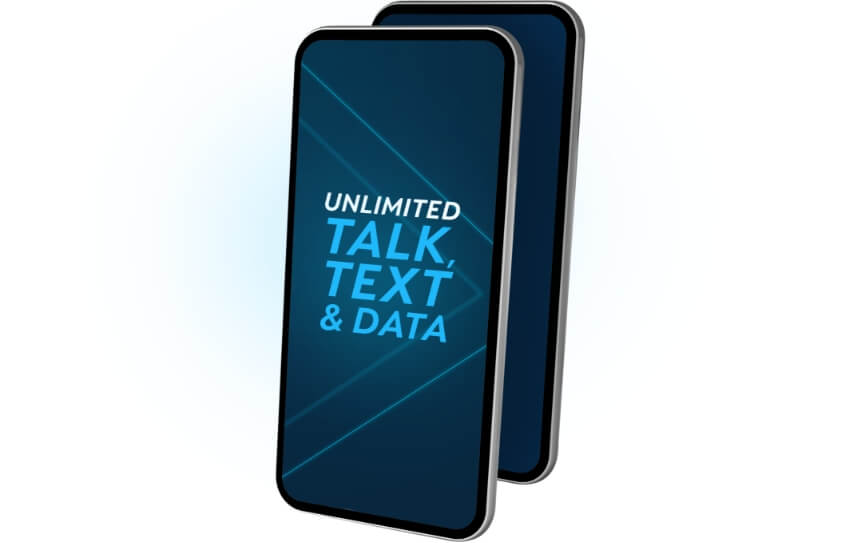Unlimited talk, text & data shown on two mobile phones