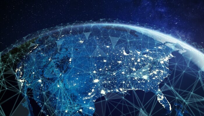 An abstract image of a globe with the United States shown to depict Spectrum's growing network