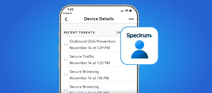 A mobile phone showing device details from the My Spectrum App