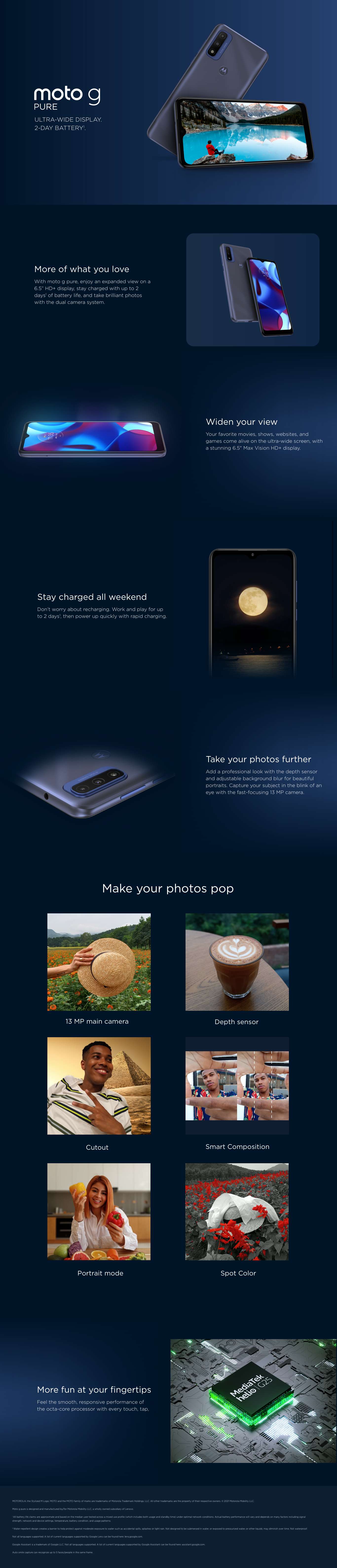 Motorola moto g pure in Deep Indigo Spectrum Mobile