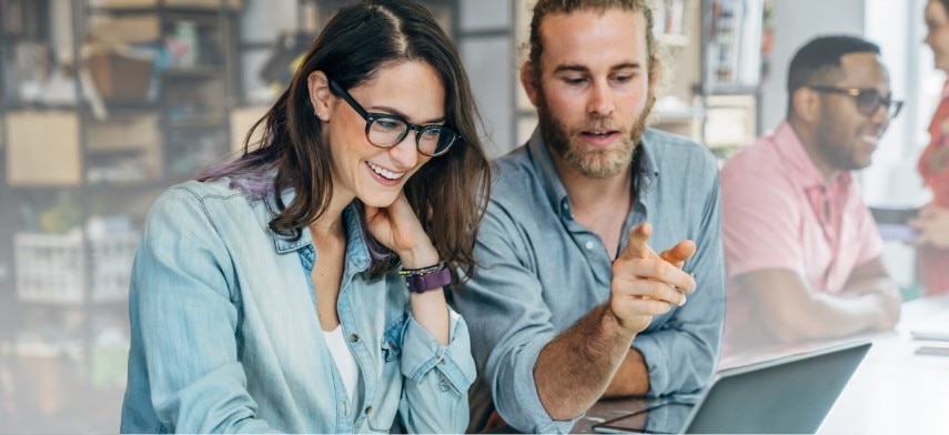 People gathered around under chat bubbles.