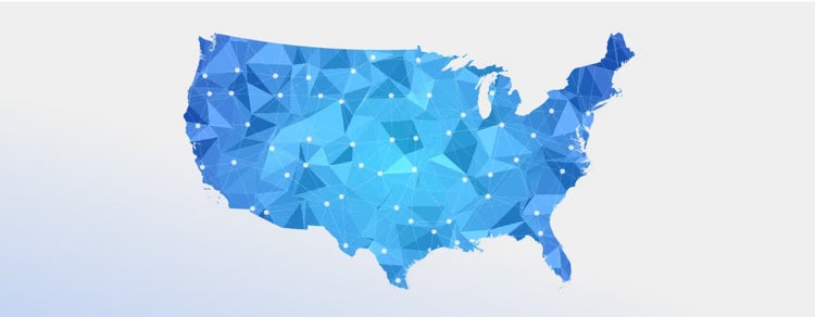 Map of the continental United States.
