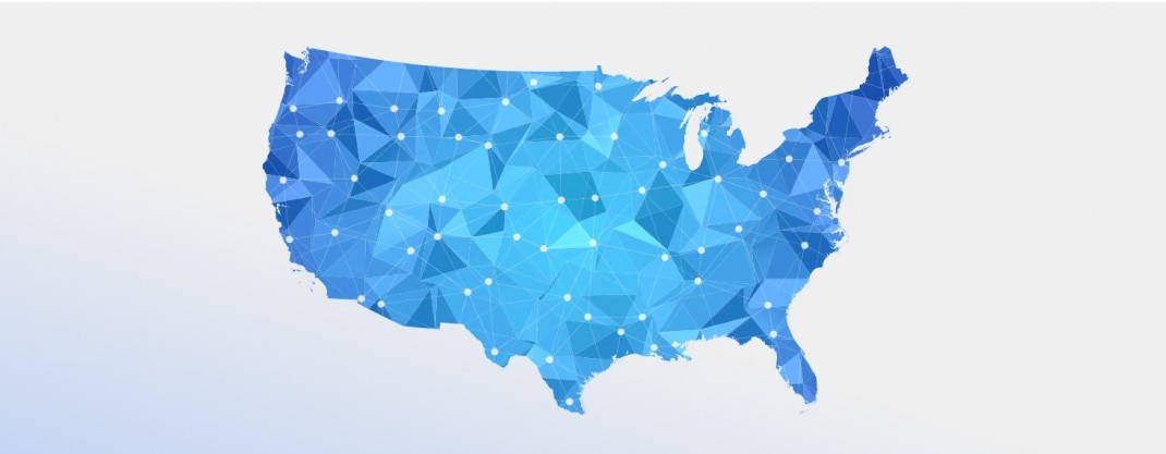 Mapa de Estados Unidos continental.